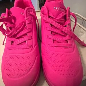 Skechers Hot Pink Lace-Up Sneakers
